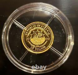 WORLD'S SMALLEST GOLD COIN, Liberia Gold 24K Pure Gold Coins. 73 Gram & COA. RARE