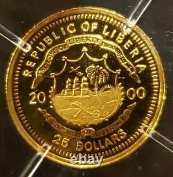 WORLD'S SMALLEST GOLD COIN, Liberia Gold 24K Pure Gold Coins. 73 Gram & COA. RARE