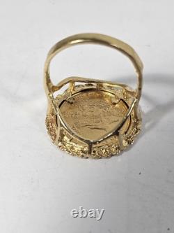 Y/G 14KT RING SZ 8 With U. S. 1995 1-10TH OZ FINE GOLD COIN 8+ GRAMS