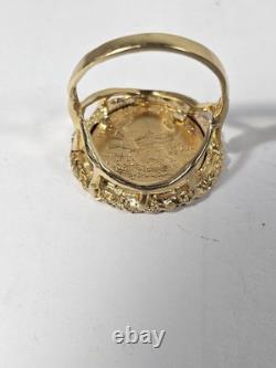Y/G 14KT RING SZ 8 With U. S. 1995 1-10TH OZ FINE GOLD COIN 8+ GRAMS